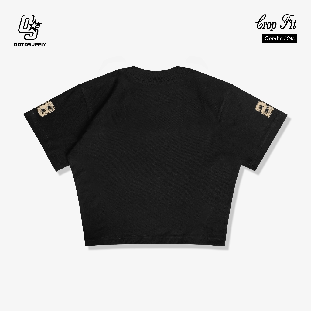 OOTDSUPPLY Croptee Fit Blend 28 Dark Army & Black | Croptee Slimfit | Atasan Wanita | Kaos Crop CSF017