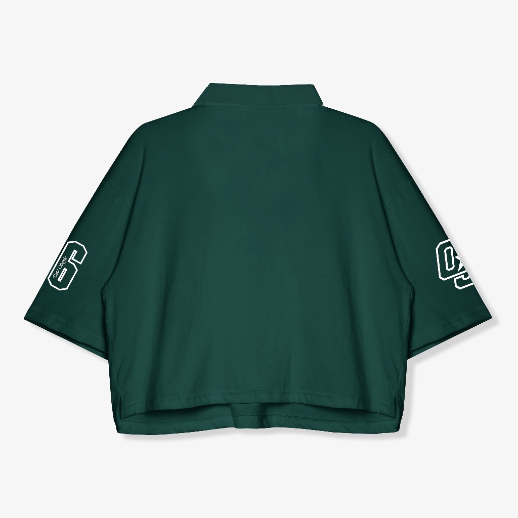 OOTDSUPPLY Oversize Polo Crop Shirt Infinite 96 Black & White l Polo Crop Pria dan Wanita OVZ-CPS010