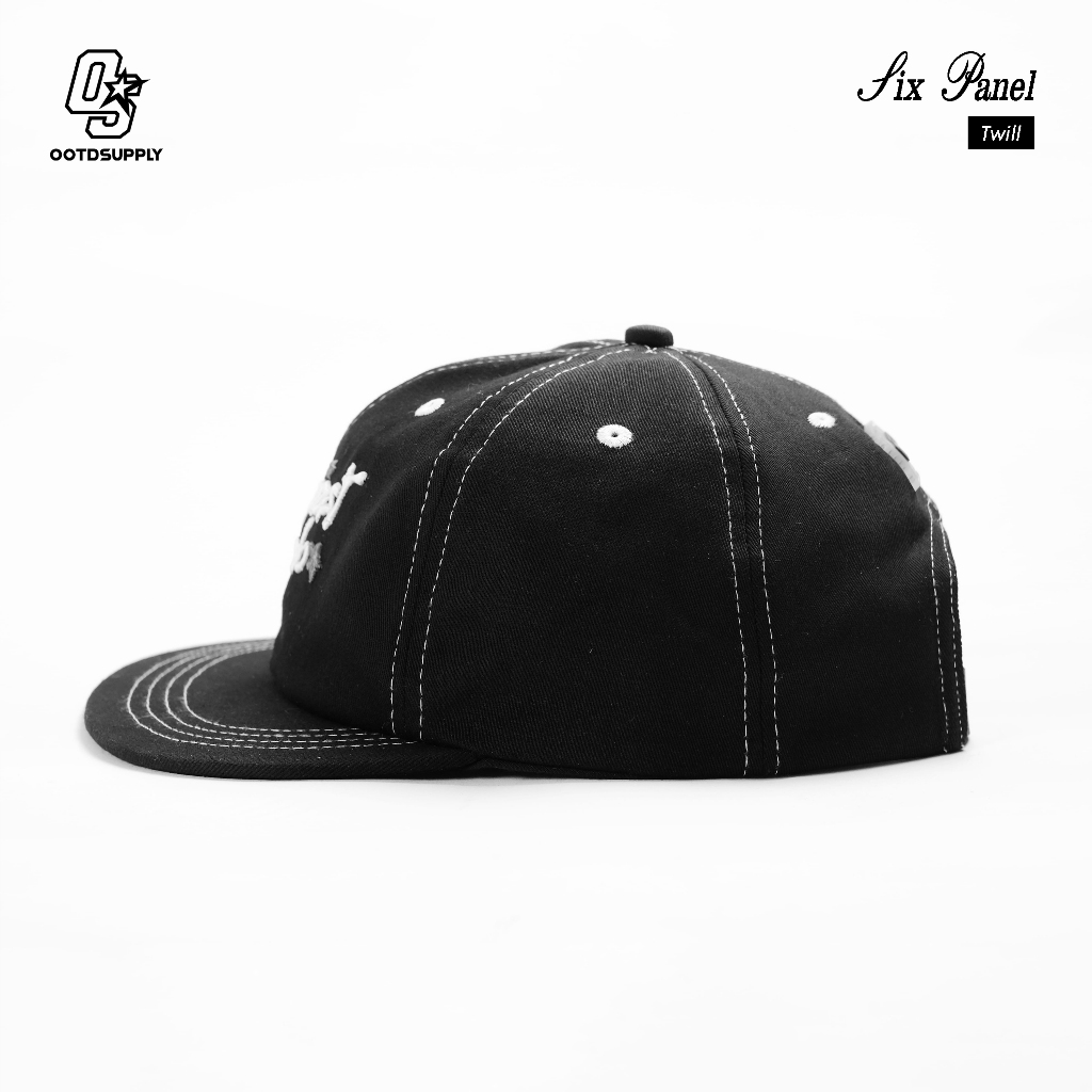 OOTDSUPPLY Six Panel Caps Twil Bordir Enthusiast Club Embroidery Black I Topi Hat Twill Stitch Pria & Wanita | CAP40