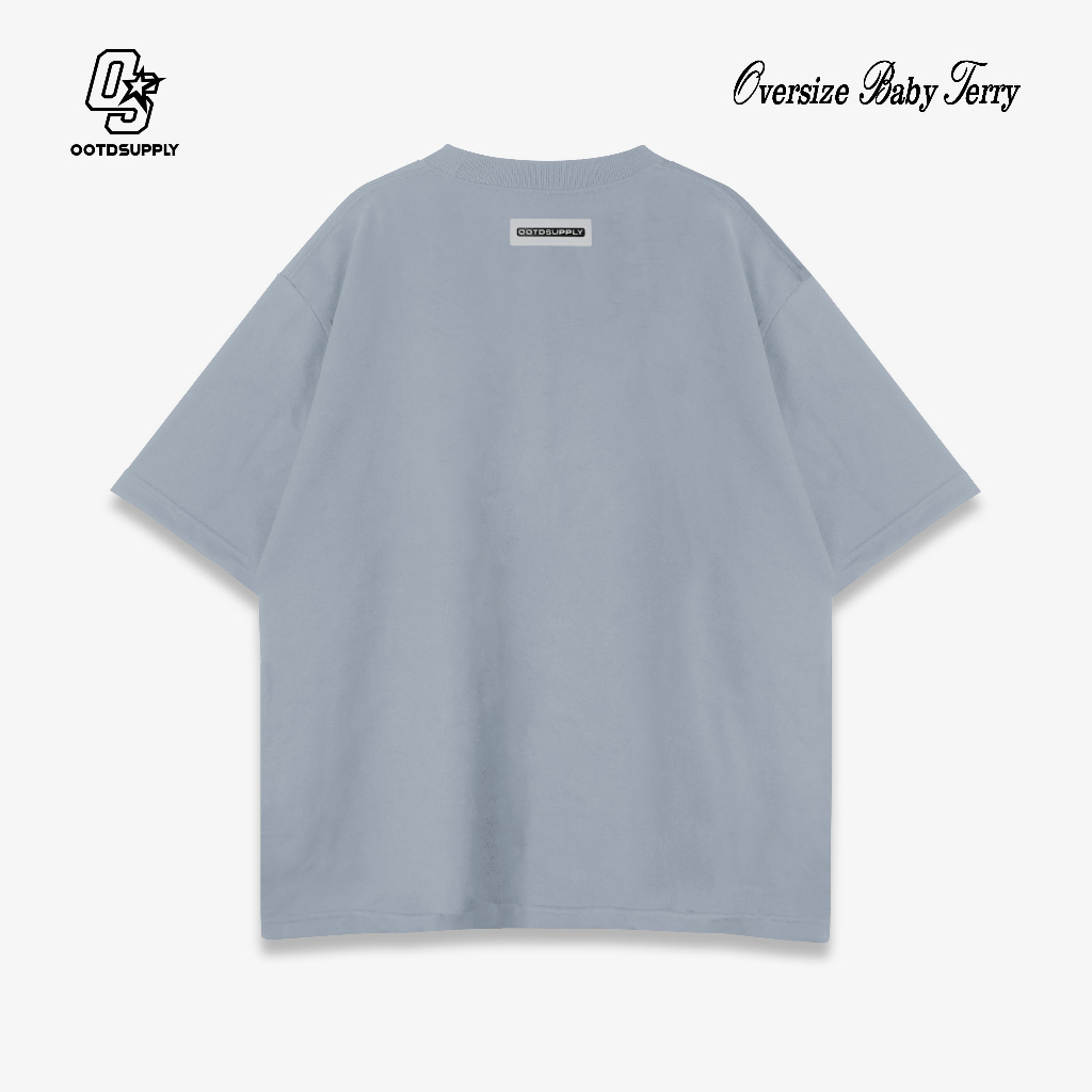 OOTDSUPPLY Oversized Force Ten Black & Light Grey l Oversize Tshirt | Kaos Baby Terry OVZBT004