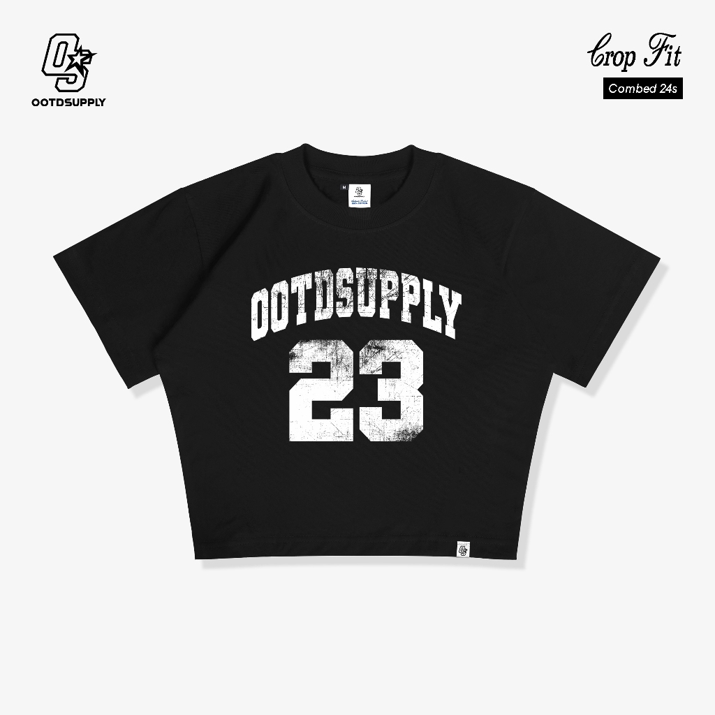OOTDSUPPLY Croptee Fit iconic 23 White & Black | Croptee Slimfit | Atasan Wanita | Kaos Crop CSF016