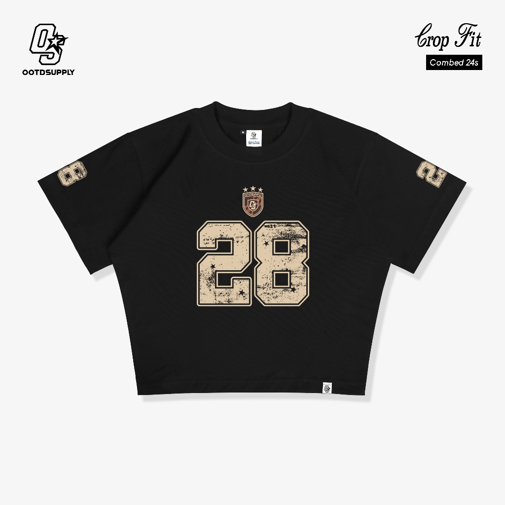 OOTDSUPPLY Croptee Fit Blend 28 Dark Army & Black | Croptee Slimfit | Atasan Wanita | Kaos Crop CSF017