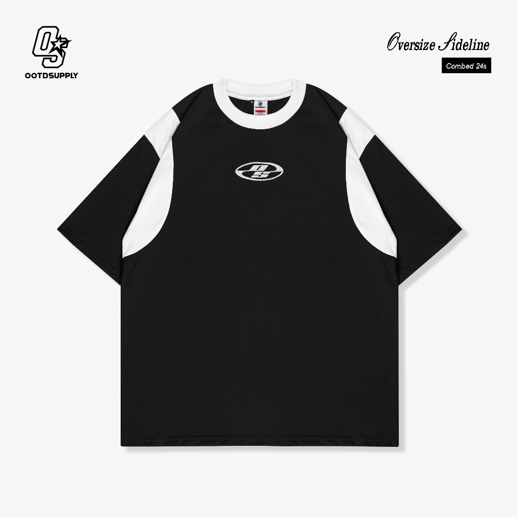 OOTDSUPPLY Oversized Side Line Neocore Embroidery | Oversize Pria & Wanita OVZSLNE
