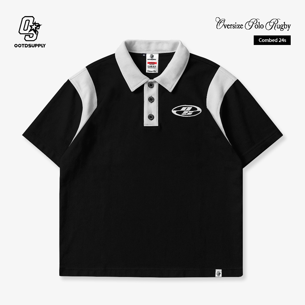 OOTDSUPPLY Oversize Rugby Polo Shirt Neocore Embroiderry Combination | Kaos Polo Pria dan Wanita PS-RGB-NE