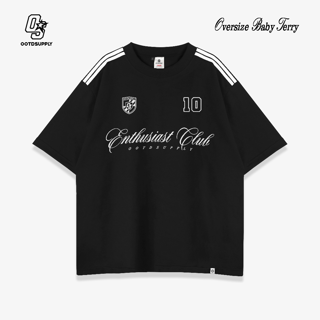 OOTDSUPPLY Oversized Force Ten Black & Light Grey l Oversize Tshirt | Kaos Baby Terry OVZBT004