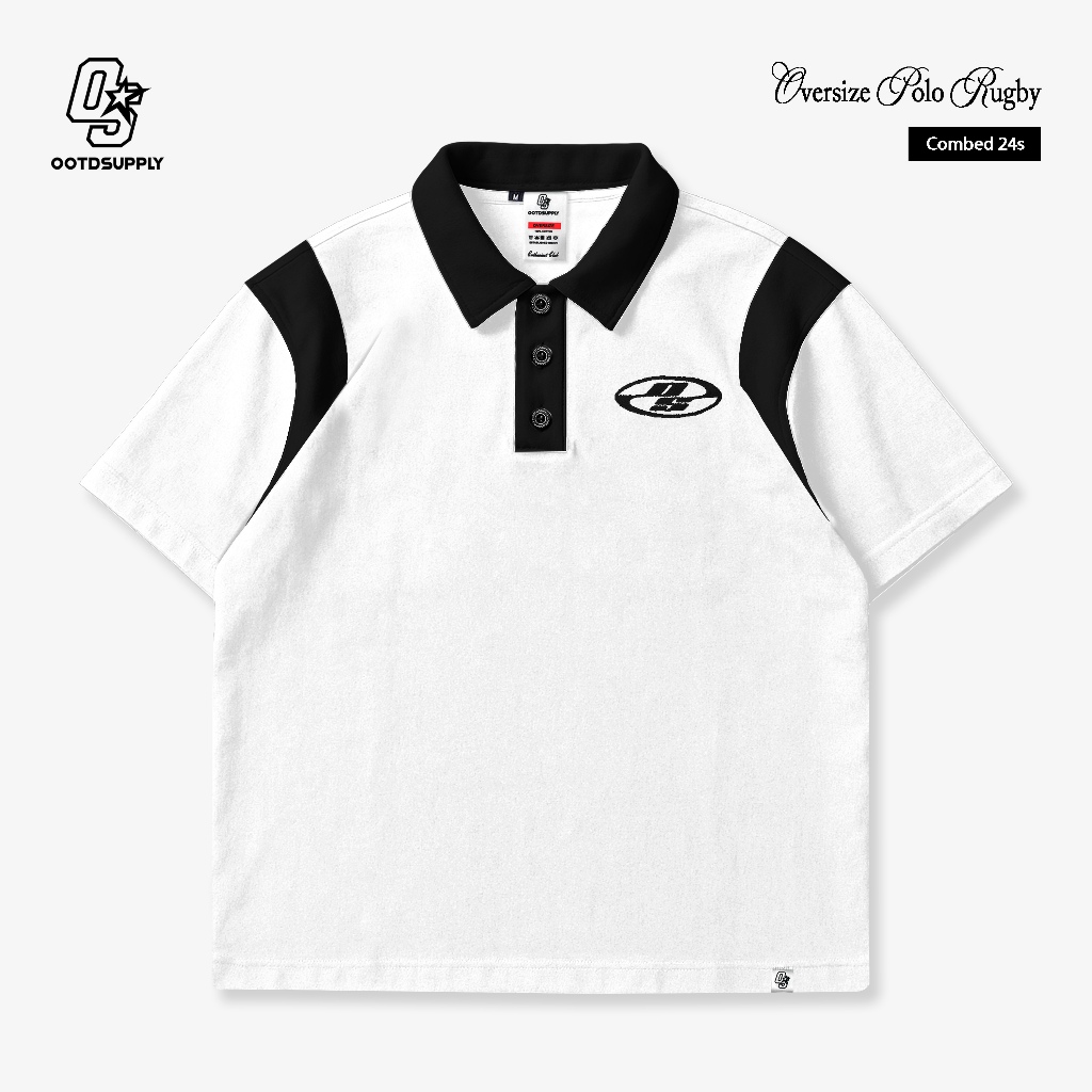 OOTDSUPPLY Oversize Rugby Polo Shirt Neocore Embroiderry Combination | Kaos Polo Pria dan Wanita PS-RGB-NE