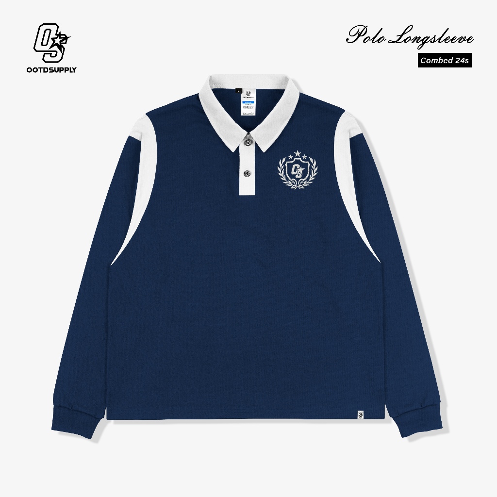 OOTDSUPPLY Polo Longsleeve Leticia Embroidery | Kaos Kerah Lengan Panjang | Polo Pria & Wanita Unisex Combed 24s | OS-LS-RGB-LCE