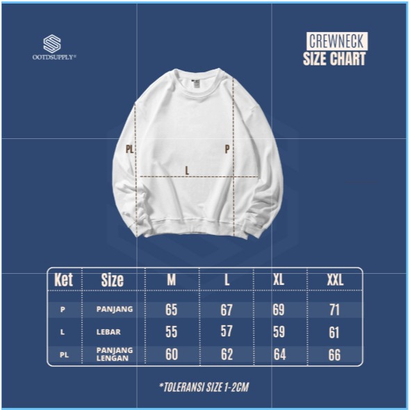 OOTDSUPPLY Crewneck Cursive | Sweater Pria & Wanita | Cotton Fleece Unisex | OS-CN124-LGRY