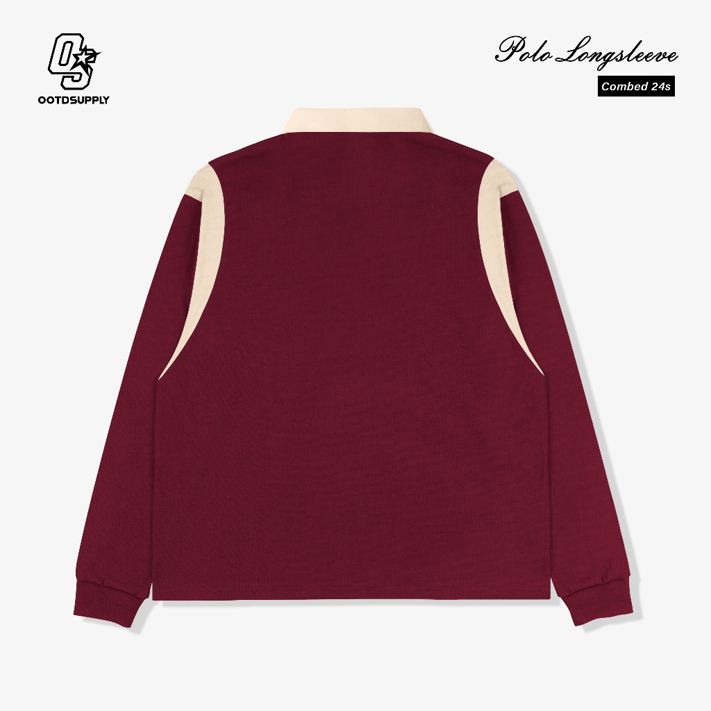 OOTDSUPPLY Polo Longsleeve Leticia Embroidery | Kaos Kerah Lengan Panjang | Polo Pria & Wanita Unisex Combed 24s | OS-LS-RGB-LCE