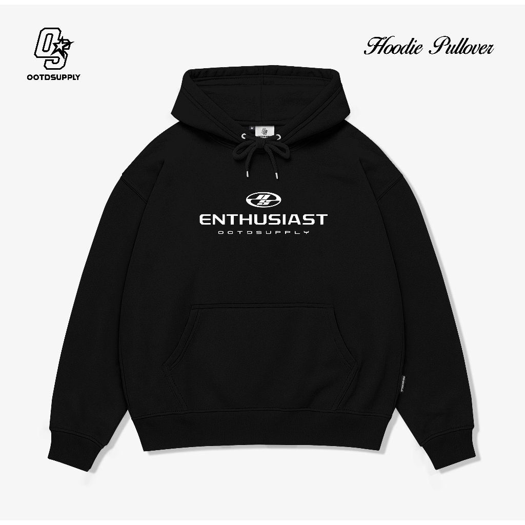 OOTDSUPPLY - Pullover Hoodie Essence Black & Dark Brown | Racing Series | Pria & Wanita OS-HD-082