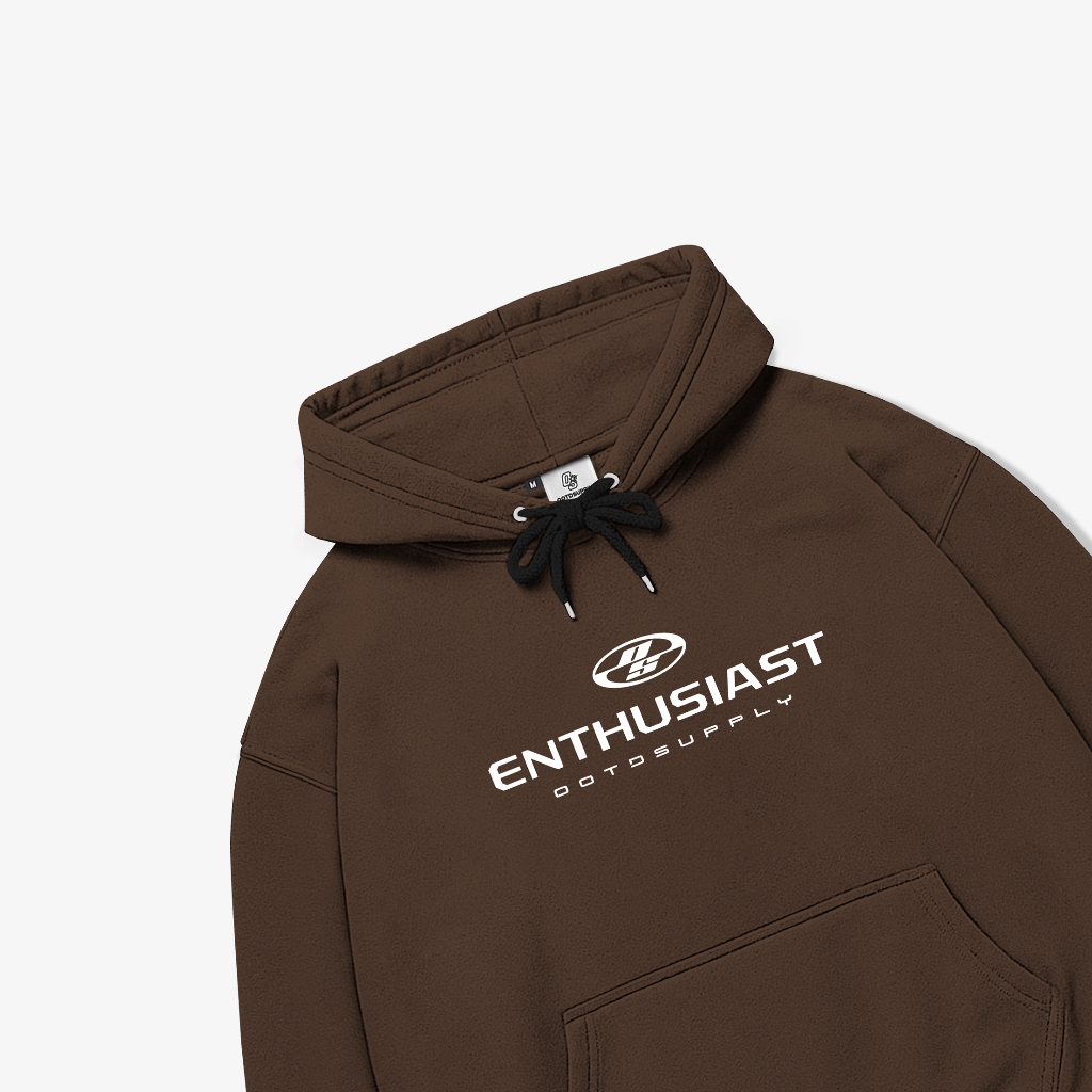 OOTDSUPPLY - Pullover Hoodie Essence Black & Dark Brown | Racing Series | Pria & Wanita OS-HD-082