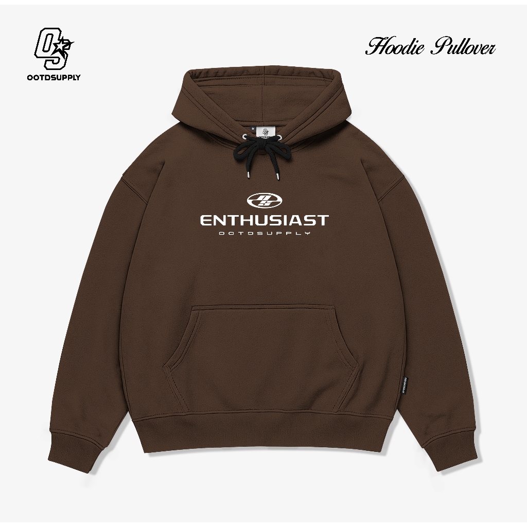 OOTDSUPPLY - Pullover Hoodie Essence Black & Dark Brown | Racing Series | Pria & Wanita OS-HD-082