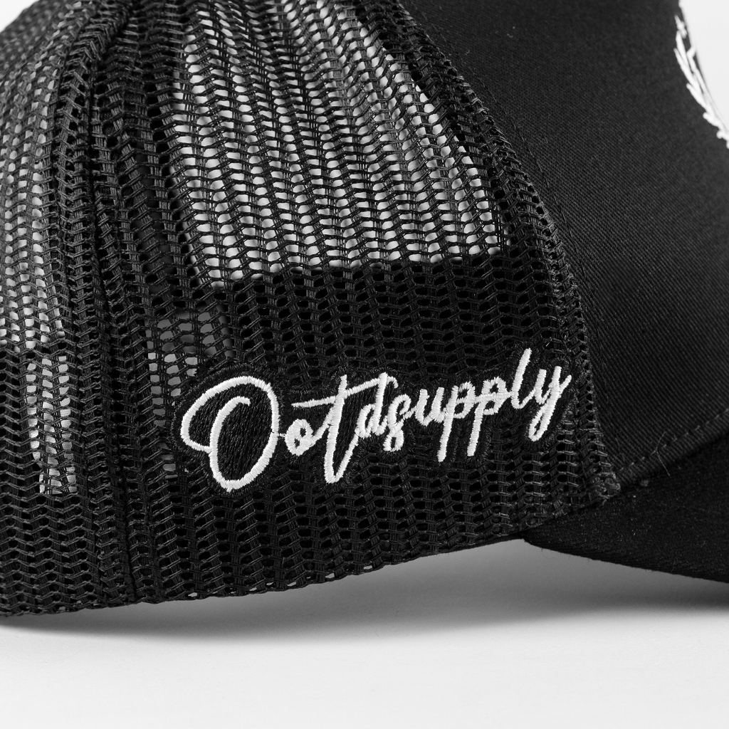 OOTDSUPPLY Polo Caps Trucker Bordir Grace & Sweet Embroidery Black | Luxury Series | Topi Hat Twill Bordir Pria & Wanita | CAP44-TRC