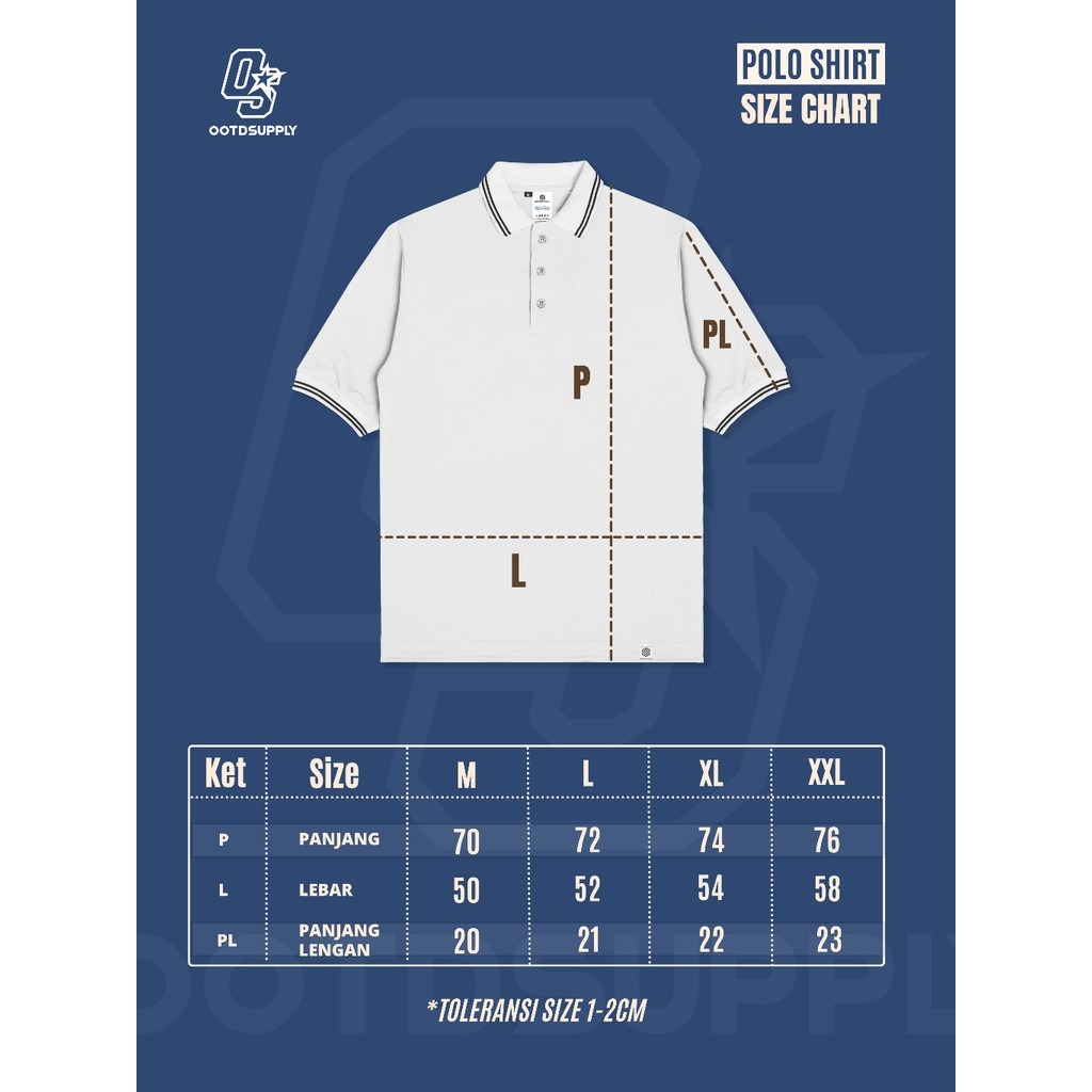 OOTDSUPPLY Polo Shirt Pique Edge Rapid Embroidery Navy l Polo Pique | Kemeja Unisex Kerah Polo Lacost I OS-PSPQ-RGB-EDGE-05E