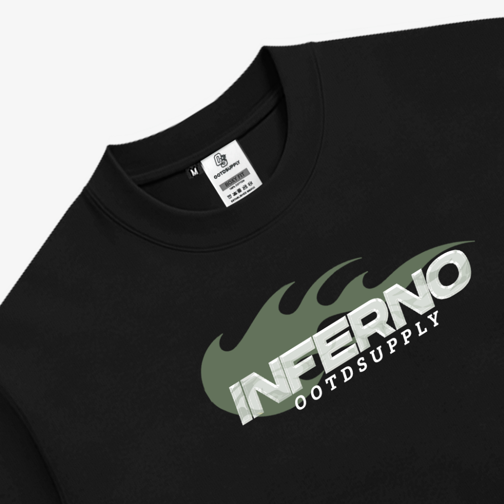 OOTDSUPPLY Longsleeve Boxy 20s Inferno Black l Oversize T-Shirt Lengan Panjang l Kaos Panjang Boxyfit | OS-LS-BX-RIB013