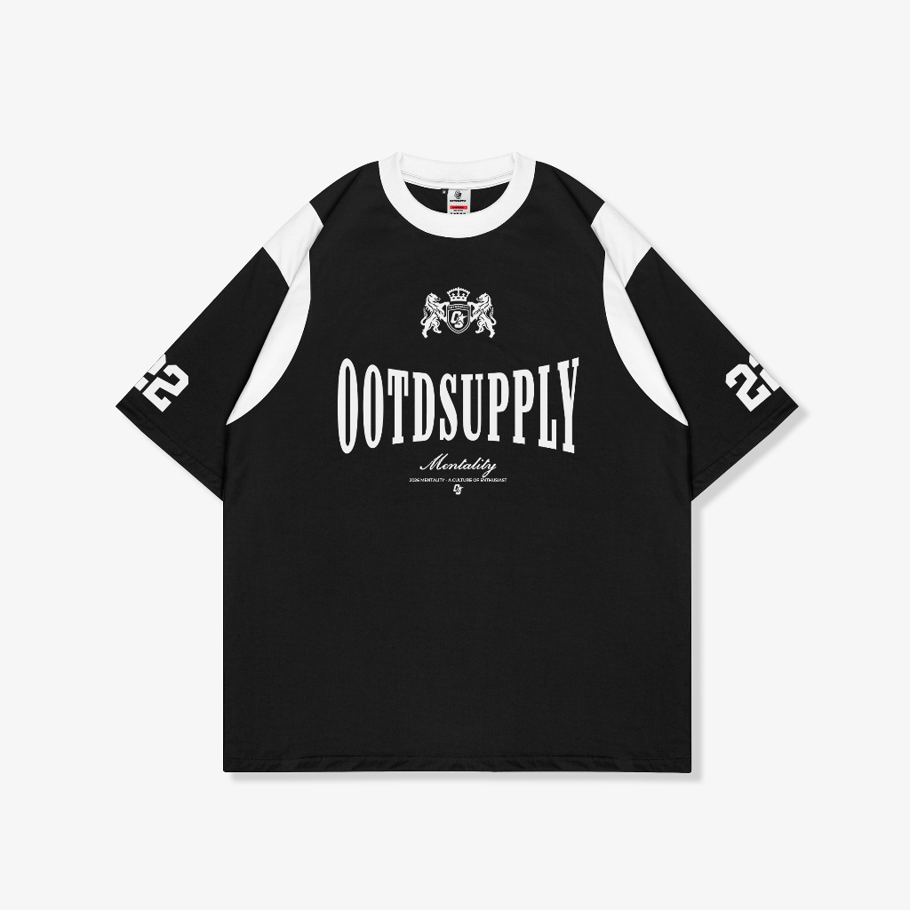 OOTDSUPPLY Oversized Side Line Mentality Black & White | Oversize Pria & Wanita OVZSL007