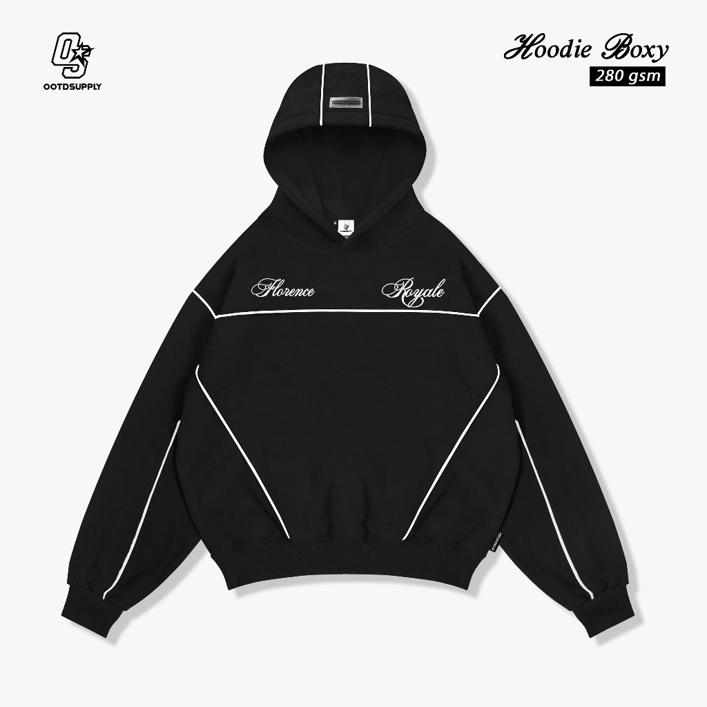 OOTDSUPPLY Hoodie Boxyfit Streetline Florence Maroon | Hoodie Boxy fit | Outer Streetwear Unisex | OS-HD-BX-STL-002