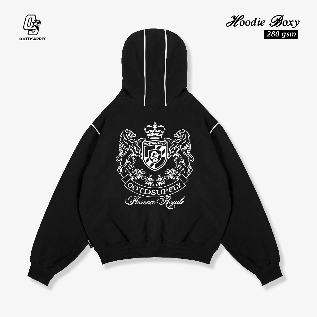 OOTDSUPPLY Hoodie Boxyfit Streetline Florence Maroon | Hoodie Boxy fit | Outer Streetwear Unisex | OS-HD-BX-STL-002