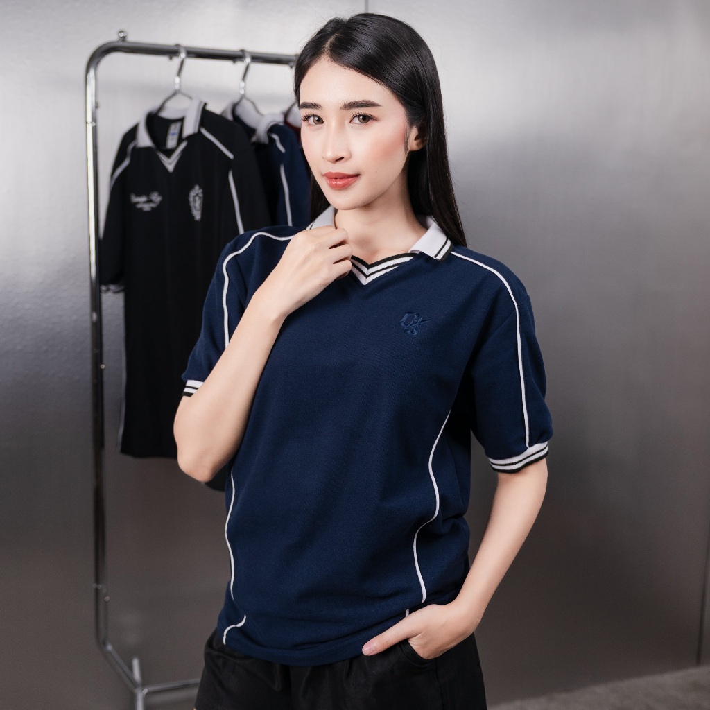 OOTDSUPPLY Polo Shirt Pique Dove OS Sign Embroidery l Polo Pique | Kemeja Unisex Kerah V-Neck I OS-PS-PDV-OSE