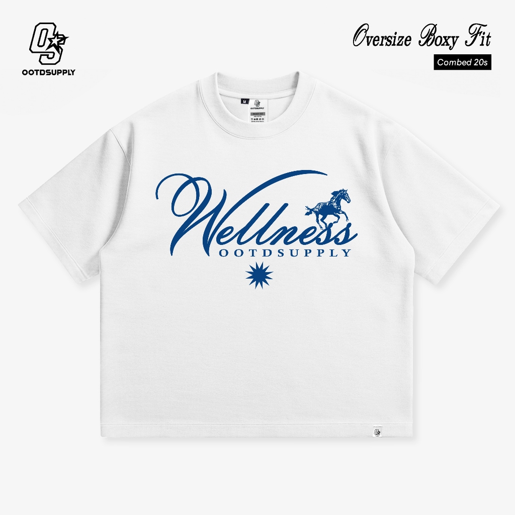OOTDSUPPLY Boxy Fit Oversize Wellness White | 20s Boxy Series | Tshirt Boxyfit l Kaos Boxy OS-OVZ-BX-047