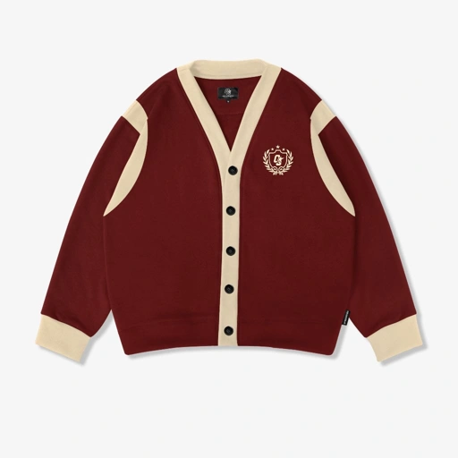 Image of OOTDSUPPLY Cardigan Leticia Embroiderry Maroon Cream | Royal Series Atasan Lengan Panjang | Outerwear Pria & Wanita | OS-CG-RGB-MRC-LCE