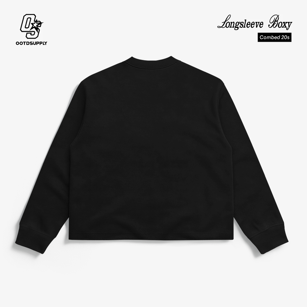 OOTDSUPPLY Longsleeve Boxy 20s Brotherhood Black l Oversize T-Shirt Lengan Panjang l Kaos Panjang Boxyfit | OS-LS-BX-RIB012