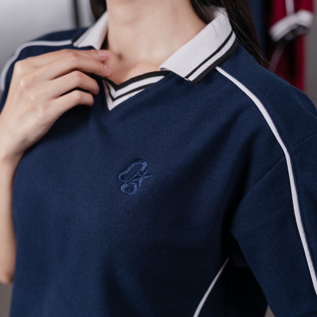 OOTDSUPPLY Polo Shirt Pique Dove OS Sign Embroidery l Polo Pique | Kemeja Unisex Kerah V-Neck I OS-PS-PDV-OSE