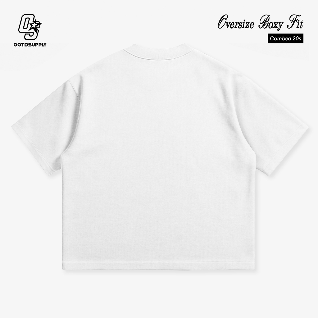OOTDSUPPLY Boxy Fit Oversize Wellness White | 20s Boxy Series | Tshirt Boxyfit l Kaos Boxy OS-OVZ-BX-047