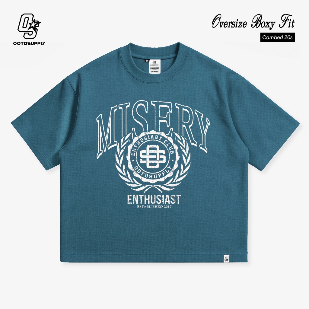 OOTDSUPPLY Boxy Fit Oversize Misery Blue Marinir | 20s Boxy Series | Tshirt Boxyfit l Kaos Boxy OS-OVZ-BX-048