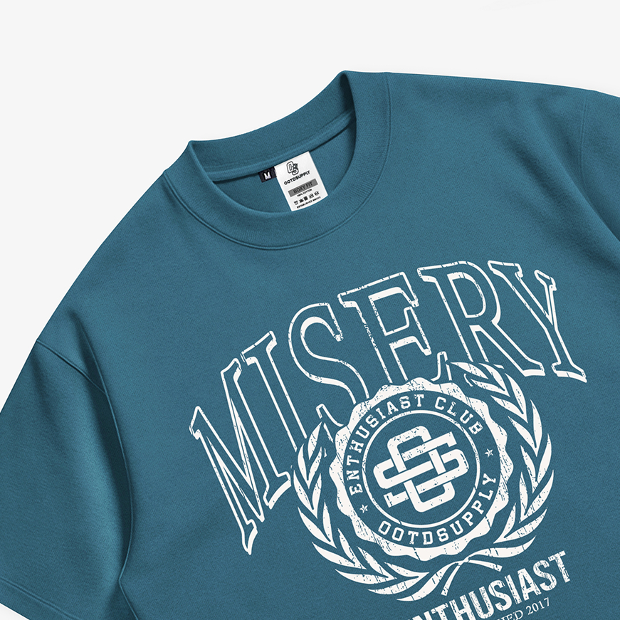 OOTDSUPPLY Boxy Fit Oversize Misery Blue Marinir | 20s Boxy Series | Tshirt Boxyfit l Kaos Boxy OS-OVZ-BX-048