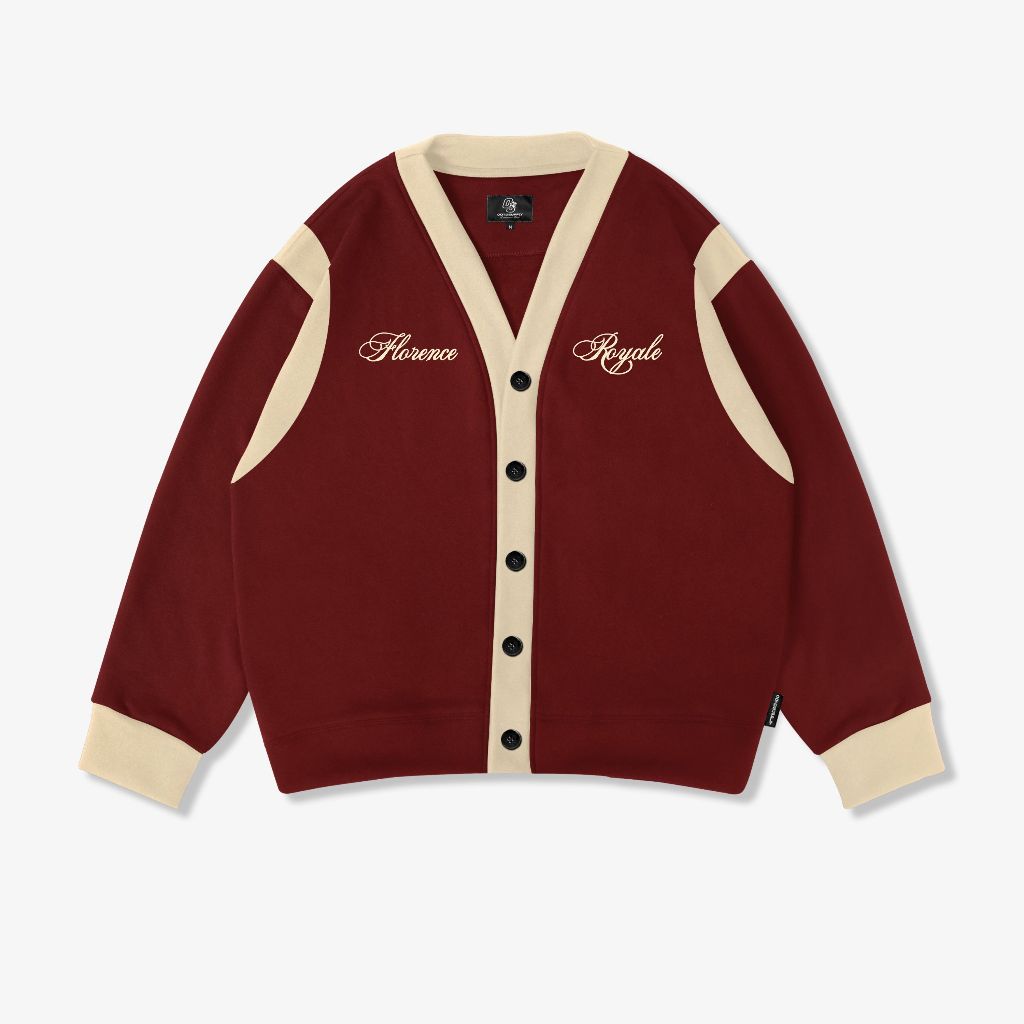 OOTDSUPPLY Cardigan Florence Maroon Cream | Royal Series Atasan Lengan Panjang | Outerwear Pria & Wanita | OS-CG-RGB-MRC-001