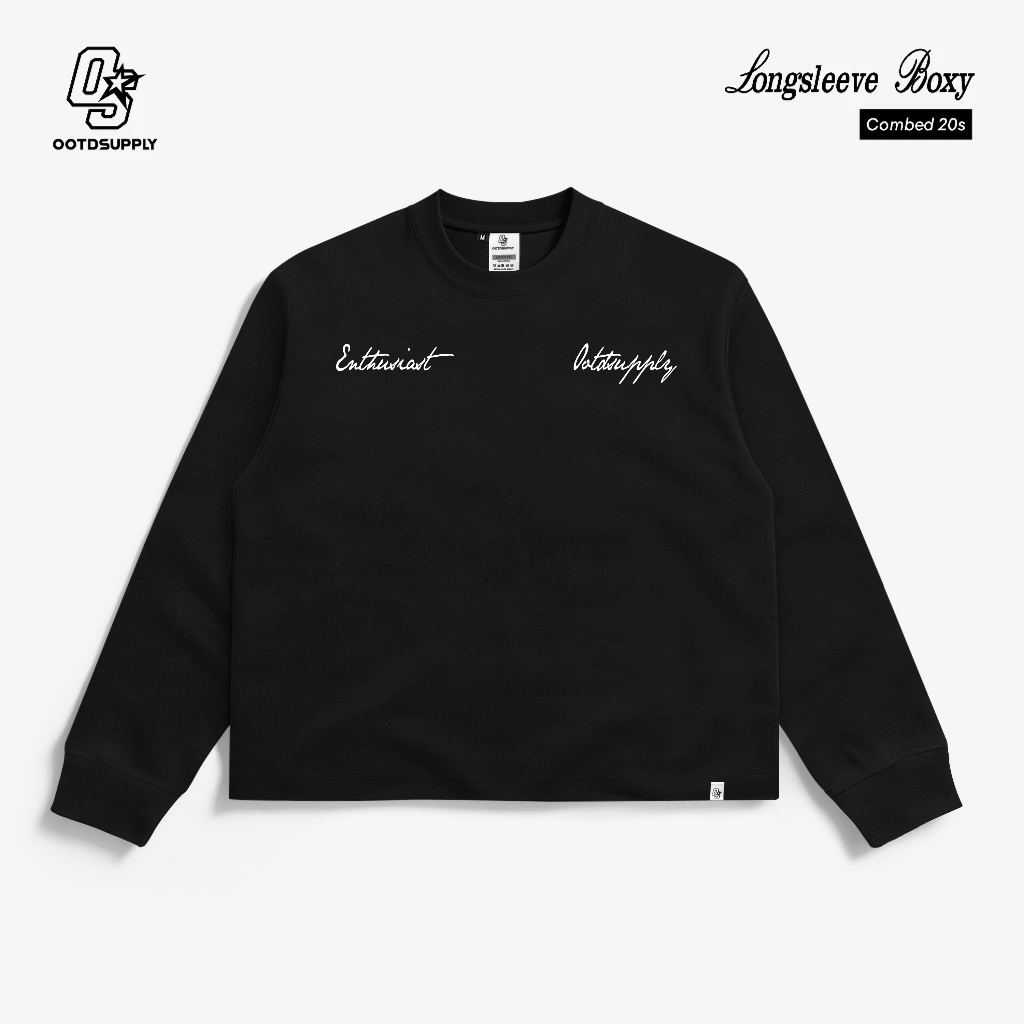 OOTDSUPPLY Longsleeve Boxy 20s Street 38 Black l Oversize T-Shirt Lengan Panjang l Kaos Panjang I Atasan Unisex | OS-LS-BX-V2006