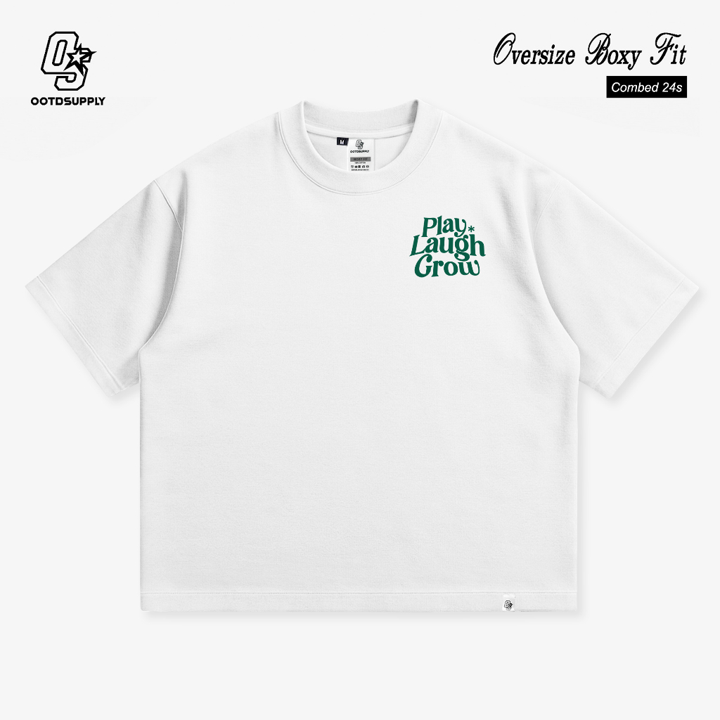 OOTDSUPPLY Boxy Fit Oversize Play White | 24s Boxy Series | Tshirt Boxyfit l Kaos Boxy OS-OVZ-BX24s-053