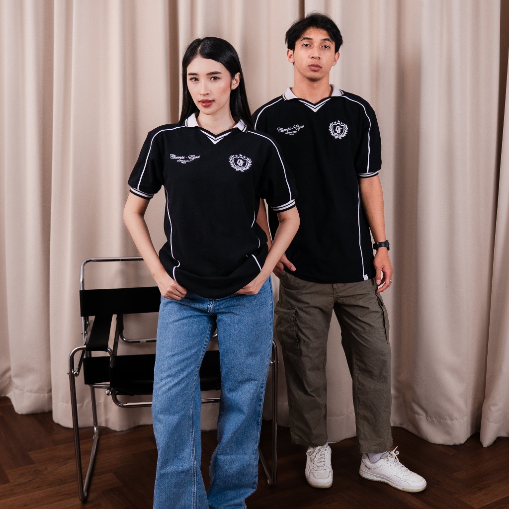 OOTDSUPPLY Polo Shirt Pique Dove Elyses Embroidery l Polo Pique | Kemeja Unisex Kerah V-Neck I OS-PS-PDV-EE