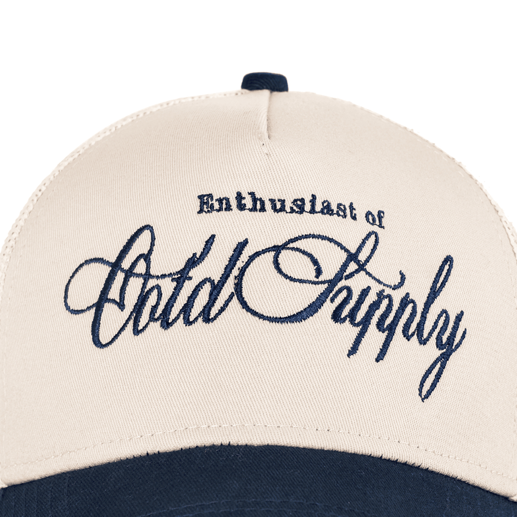 OOTDSUPPLY Polo Caps Trucker Bordir Graziela Navy Cream | Topi Hat Twill Bordir Pria & Wanita | CAP43-TRC-CNY
