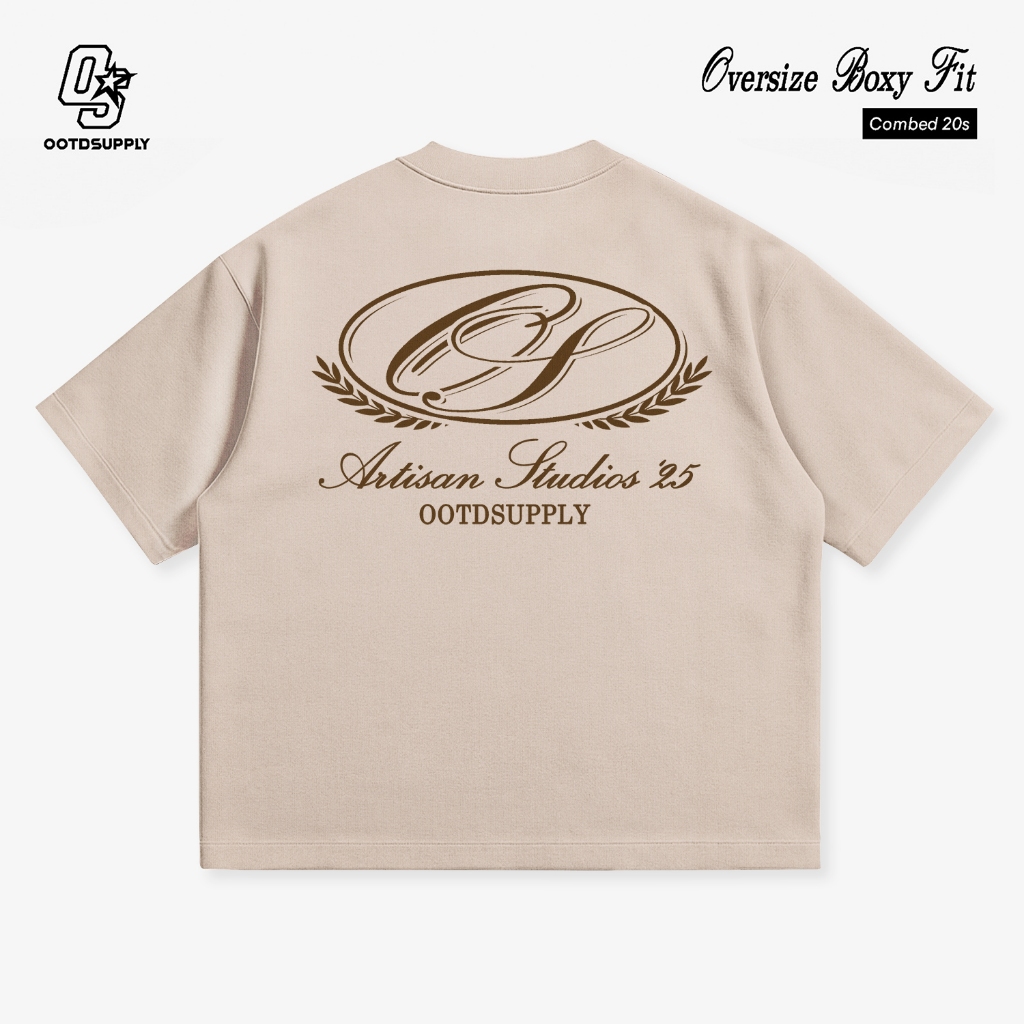 OOTDSUPPLY Boxy Fit Oversize Artisan Studios Mocca | 20s Boxy Series | Tshirt Boxyfit l Kaos Boxy OS-OVZ-BX-050