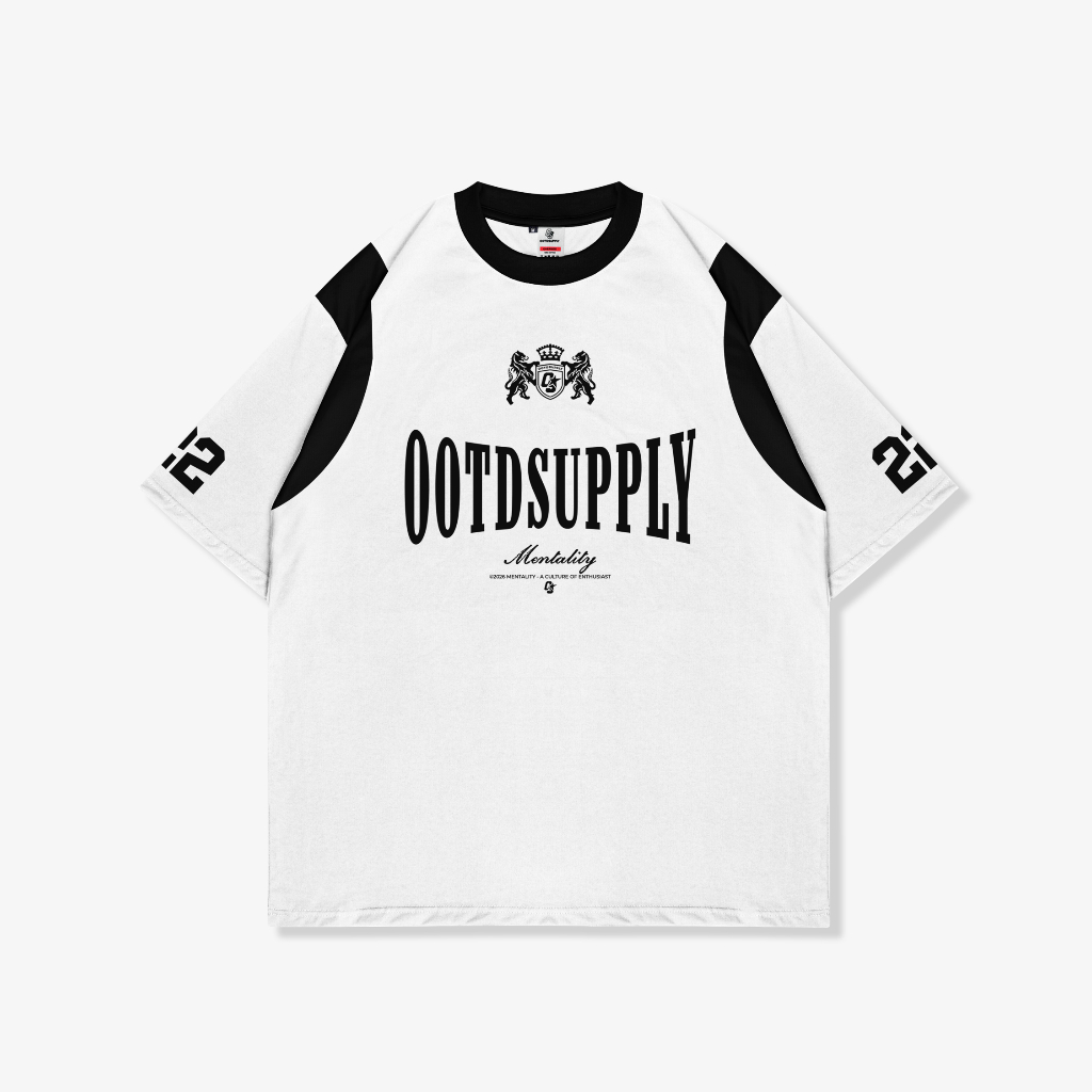 OOTDSUPPLY Oversized Side Line Mentality Black & White | Oversize Pria & Wanita OVZSL007