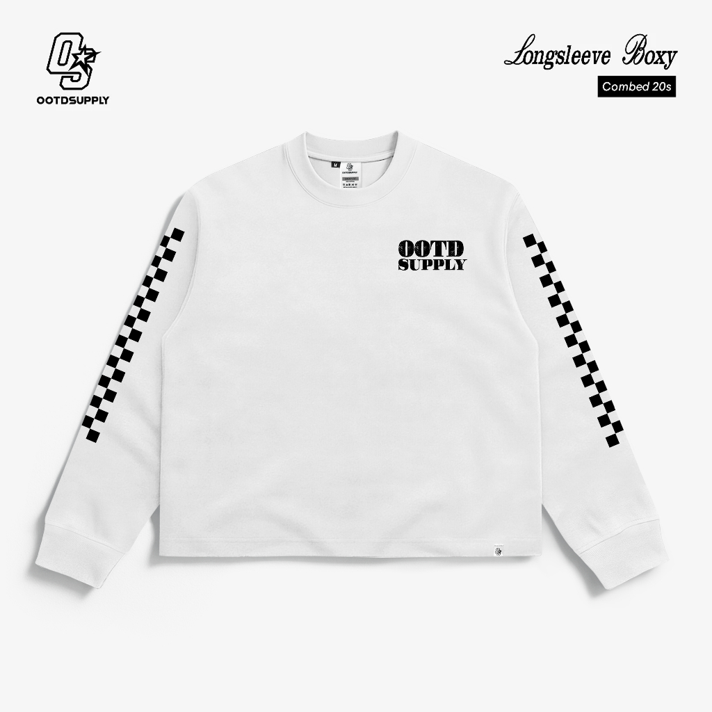 OOTDSUPPLY Longsleeve Boxy 20s Bunny Black & White l Oversize T-Shirt Lengan Panjang l Kaos Panjang Boxyfit | OS-LS-BX-RIB011
