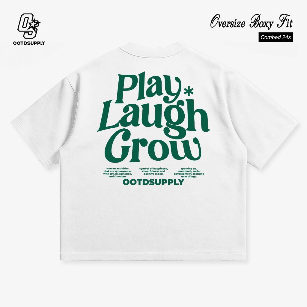 OOTDSUPPLY Boxy Fit Oversize Play White | 24s Boxy Series | Tshirt Boxyfit l Kaos Boxy OS-OVZ-BX24s-053