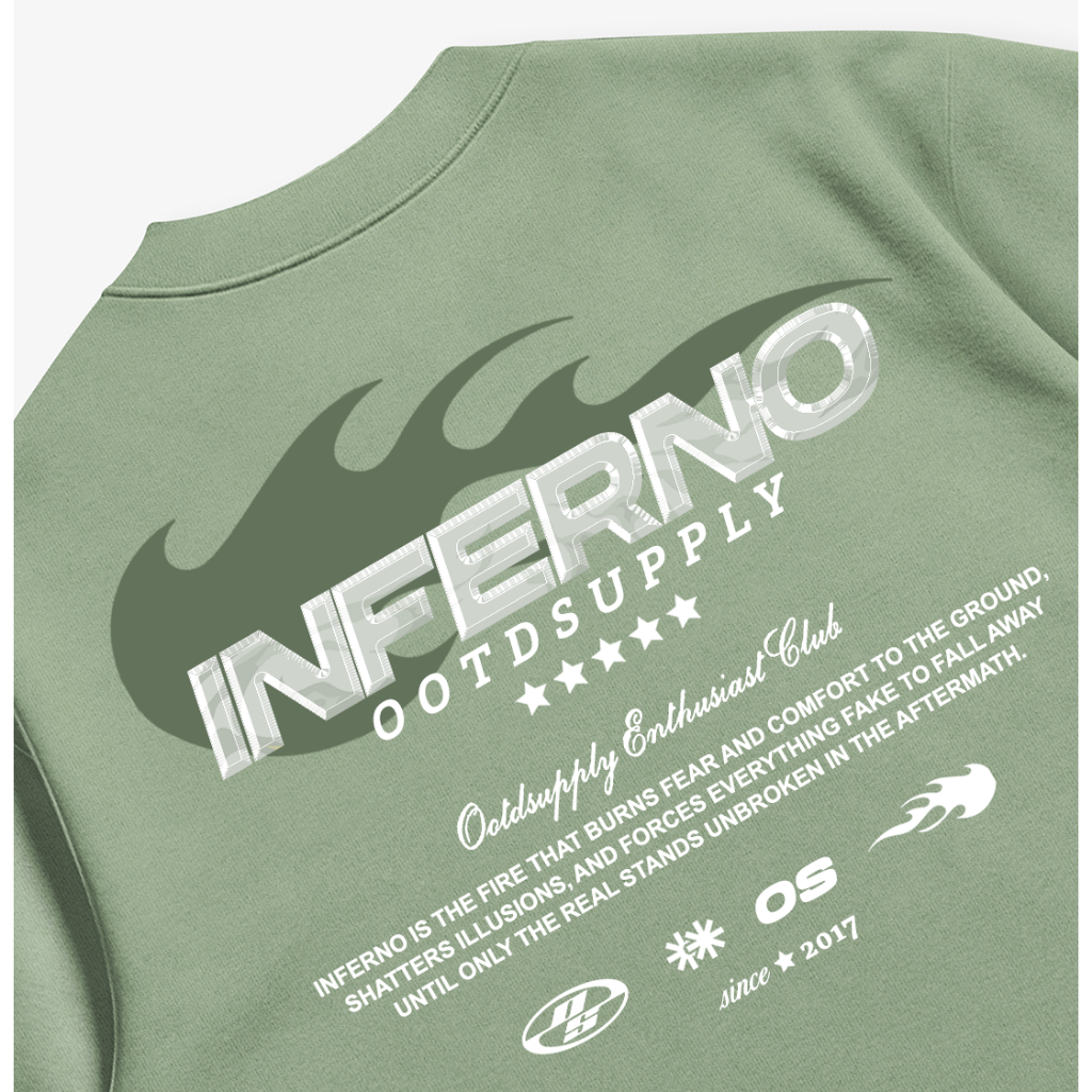 OOTDSUPPLY Boxy Fit Oversize Inferno Storm Green | 24s Boxy Series | Tshirt Boxyfit l Kaos Boxy OS-OVZ-BX-056