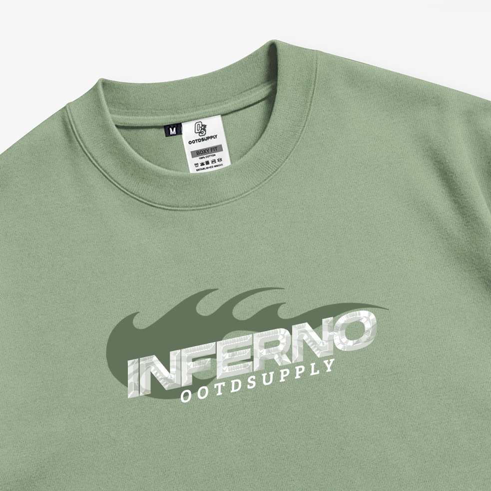 OOTDSUPPLY Boxy Fit Oversize Inferno Storm Green | 24s Boxy Series | Tshirt Boxyfit l Kaos Boxy OS-OVZ-BX-056