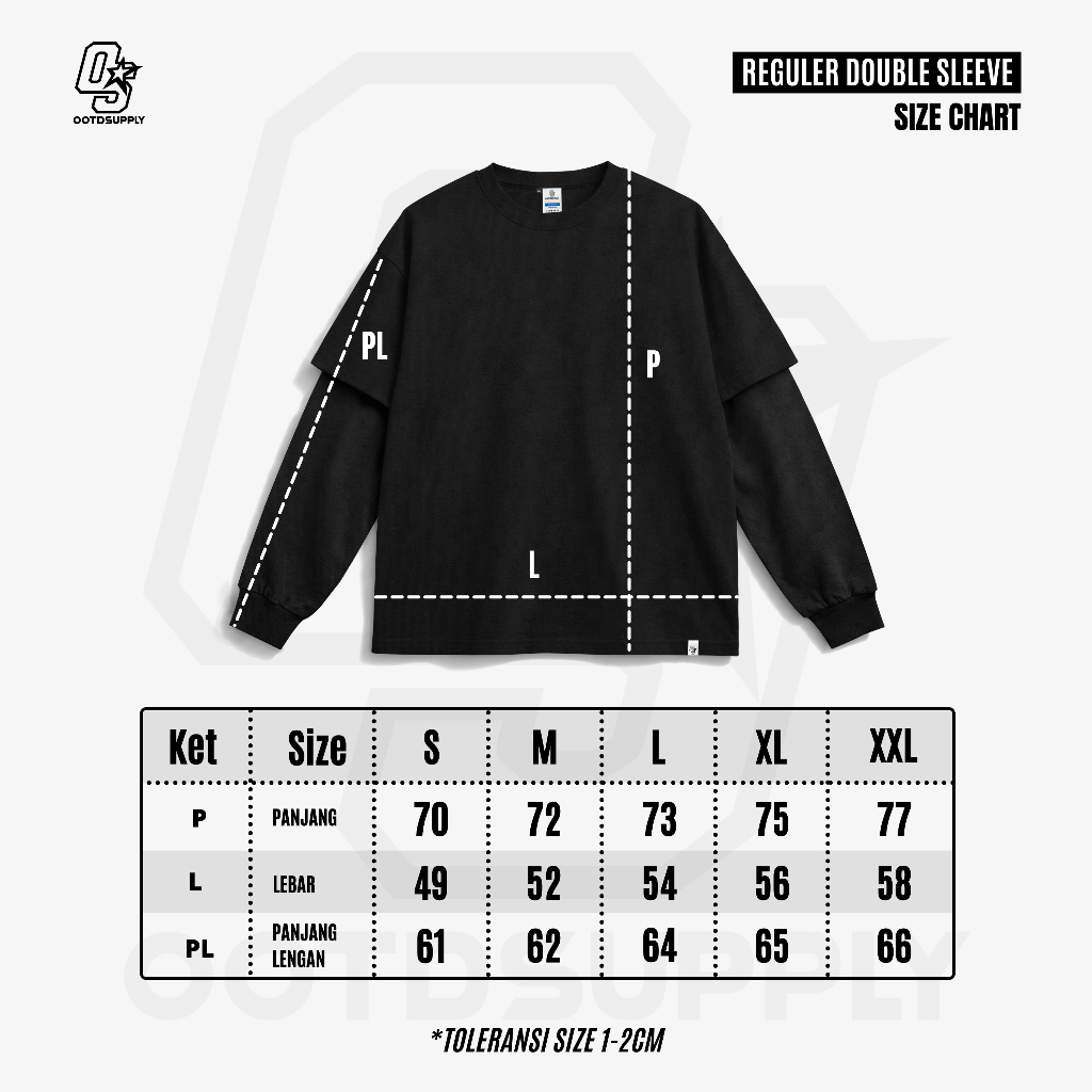 OOTDSUPPLY Longsleeve Doublesleeve Phoenix Black | Longsleeve Reguler Fit | Kaos Lengan Panjang Layer | OS-LS-DS-RIB005