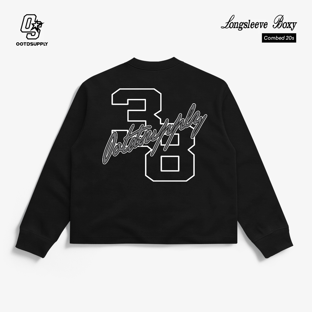 OOTDSUPPLY Longsleeve Boxy 20s Street 38 Black l Oversize T-Shirt Lengan Panjang l Kaos Panjang I Atasan Unisex | OS-LS-BX-V2006