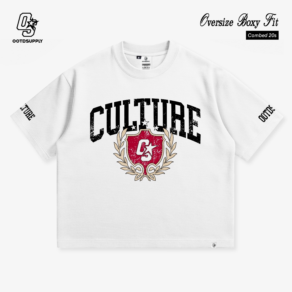 OOTDSUPPLY Boxy Fit Oversize Union Culture White | 20s Boxy Series | Tshirt Boxyfit l Kaos Boxy OS-OVZ-BX-053