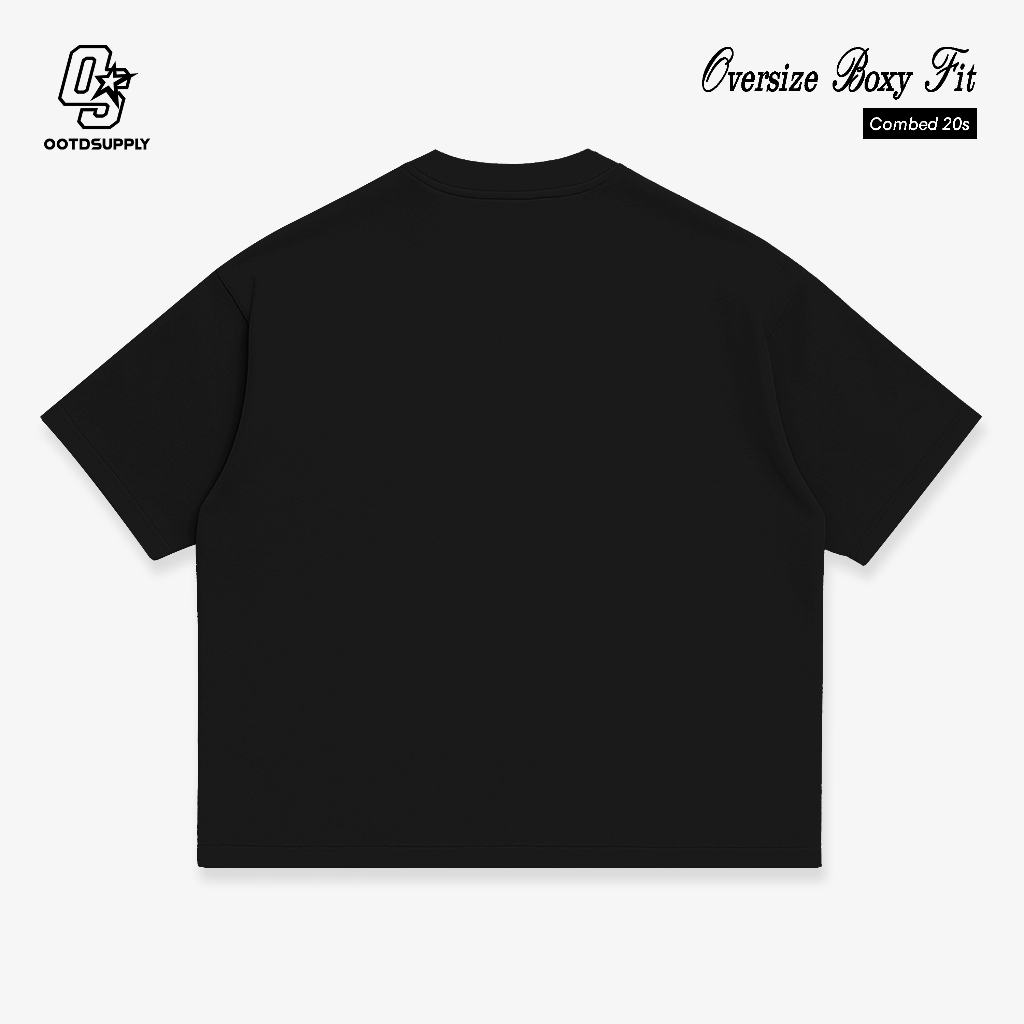 OOTDSUPPLY Boxy Fit Oversize Leon Black | 20s Boxy Series | Tshirt Boxyfit l Kaos Boxy OS-OVZ-BX-046
