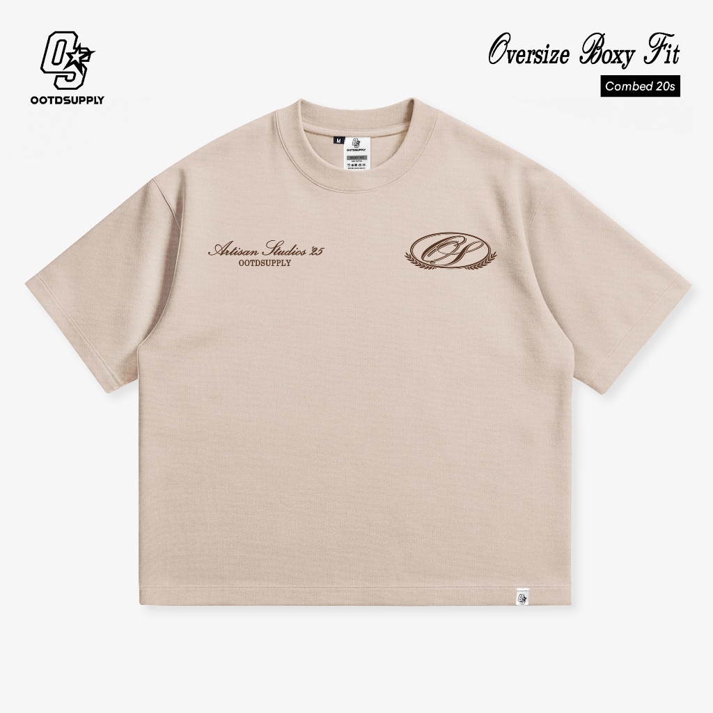 OOTDSUPPLY Boxy Fit Oversize Artisan Studios Mocca | 20s Boxy Series | Tshirt Boxyfit l Kaos Boxy OS-OVZ-BX-050