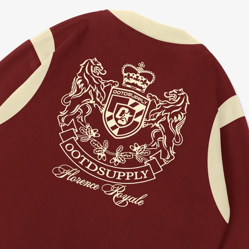 OOTDSUPPLY Cardigan Florence Maroon Cream | Royal Series Atasan Lengan Panjang | Outerwear Pria & Wanita | OS-CG-RGB-MRC-001