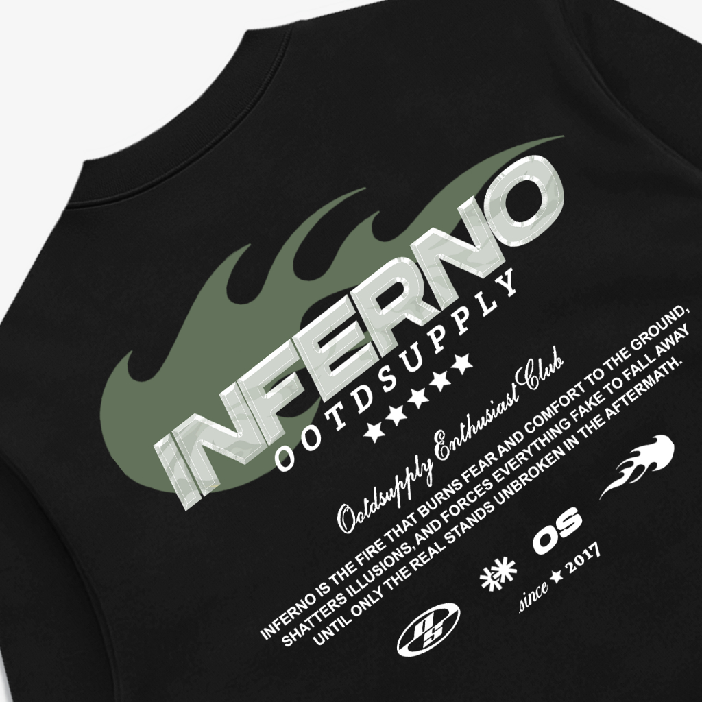 OOTDSUPPLY Longsleeve Boxy 20s Inferno Black l Oversize T-Shirt Lengan Panjang l Kaos Panjang Boxyfit | OS-LS-BX-RIB013