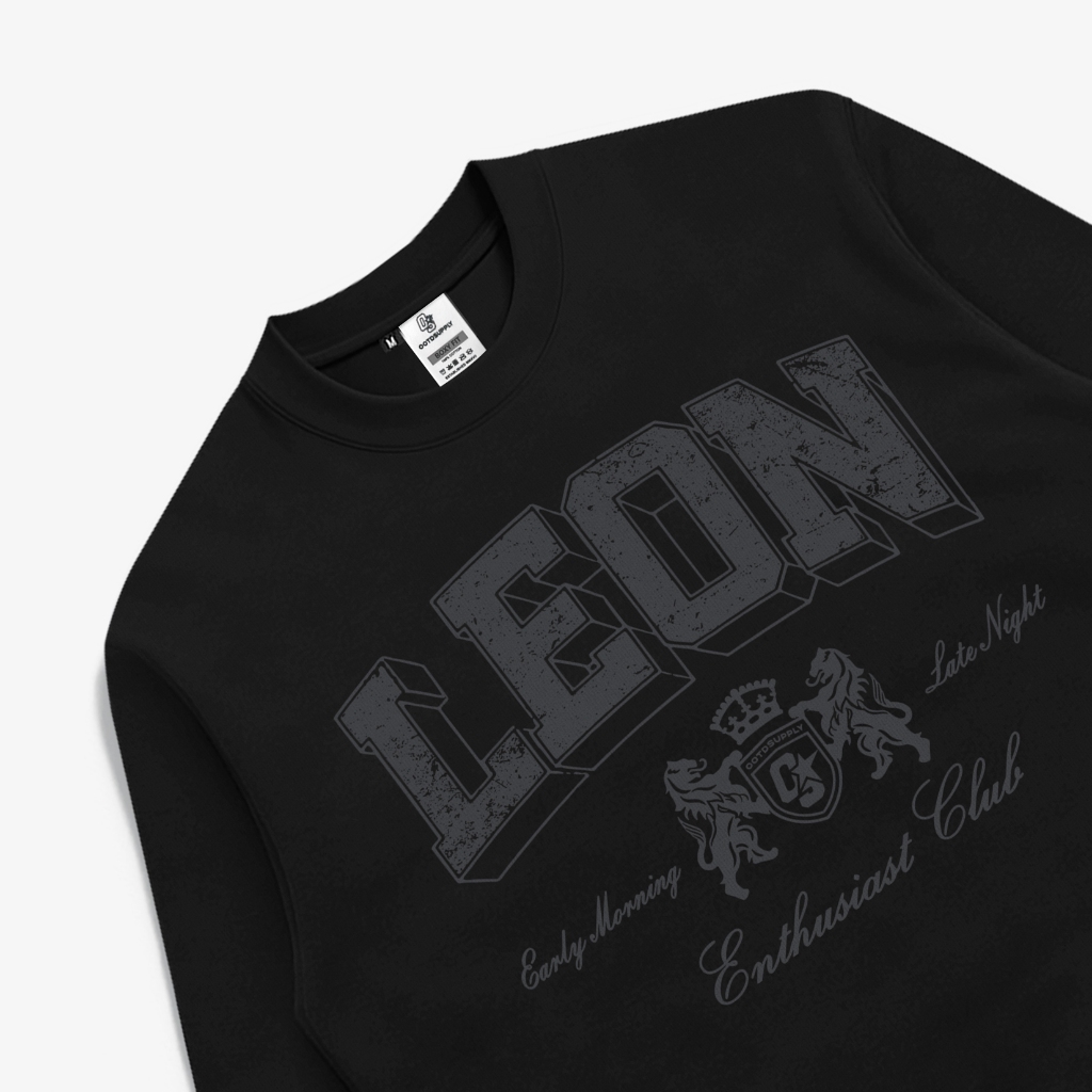 OOTDSUPPLY Longsleeve Boxy 20s Leon Black l Oversize T-Shirt Lengan Panjang l Kaos Panjang I Atasan Unisex | OS-LS-BX-RIB001