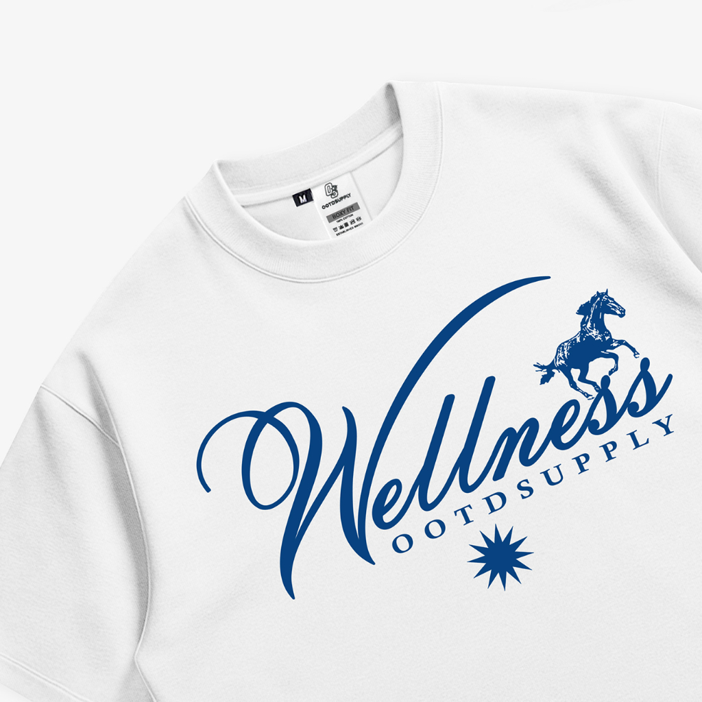 OOTDSUPPLY Boxy Fit Oversize Wellness White | 20s Boxy Series | Tshirt Boxyfit l Kaos Boxy OS-OVZ-BX-047